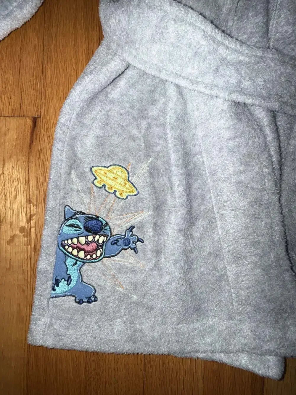 VTG Disney Store Lilo & Stitch Grey Fleece Bathrobe Kids Size 4/5